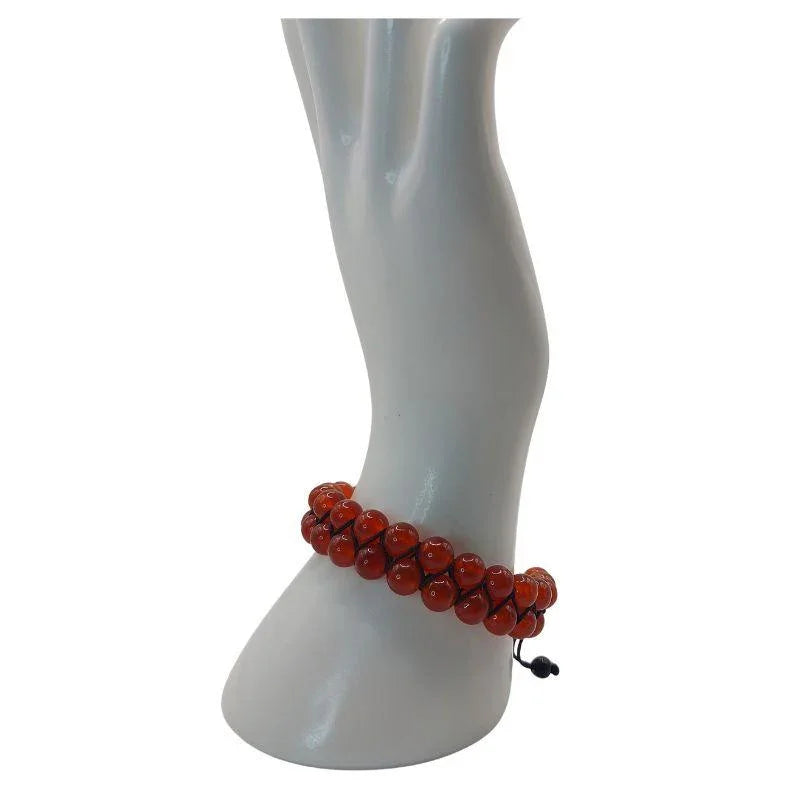 Shamballa Cornaline - Bracelet Double Rang Ajustable - Litho Natura