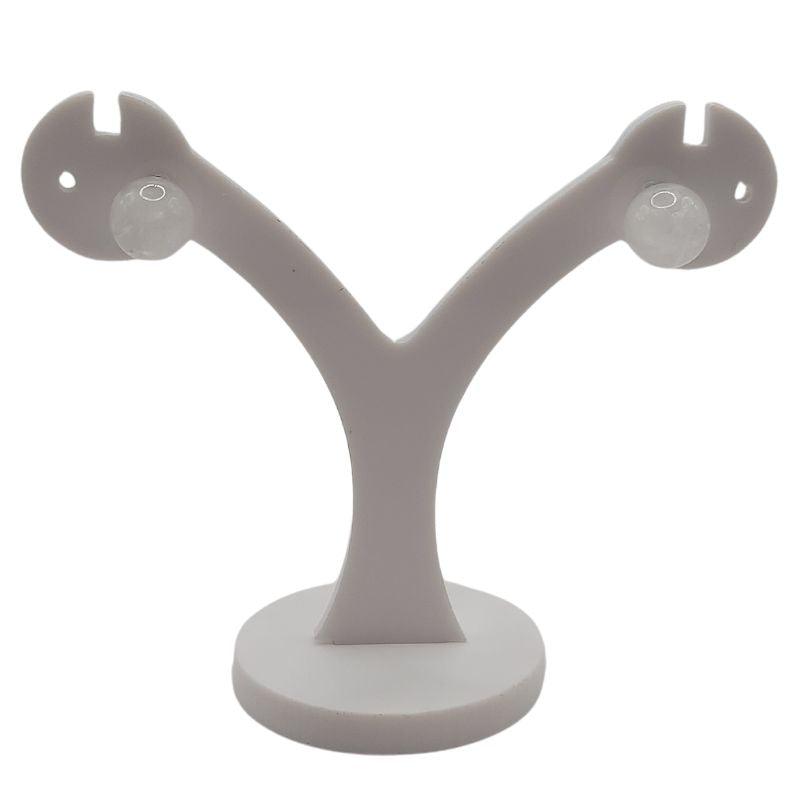 Boucles d'oreilles Rondes en Perle de pierre naturelle - Cristal de Roche - Litho Natura