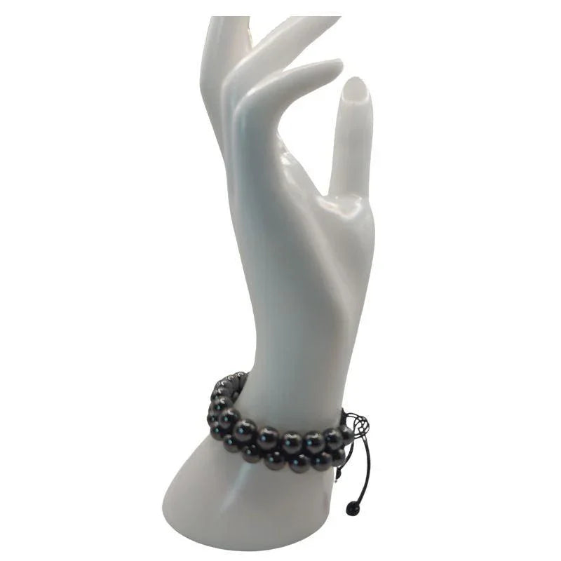 Shamballa Hématite - Bracelet Double Rang Ajustable - Litho Natura