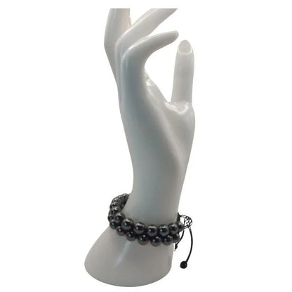 Shamballa Hématite - Bracelet Double Rang Ajustable - Litho Natura