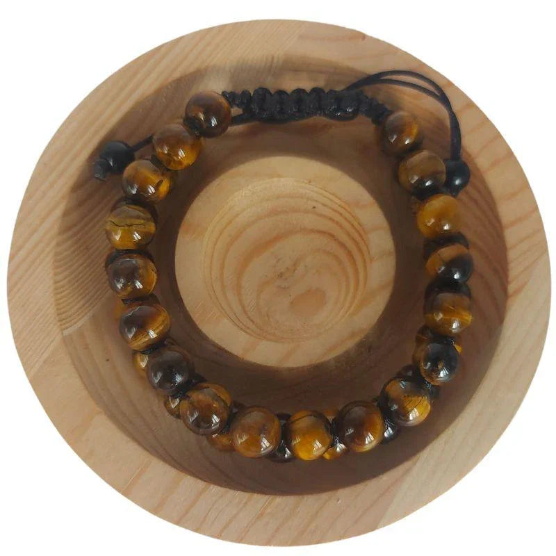 Shamballa Oeil de Tigre - Bracelet Double Rang Ajustable - Litho Natura