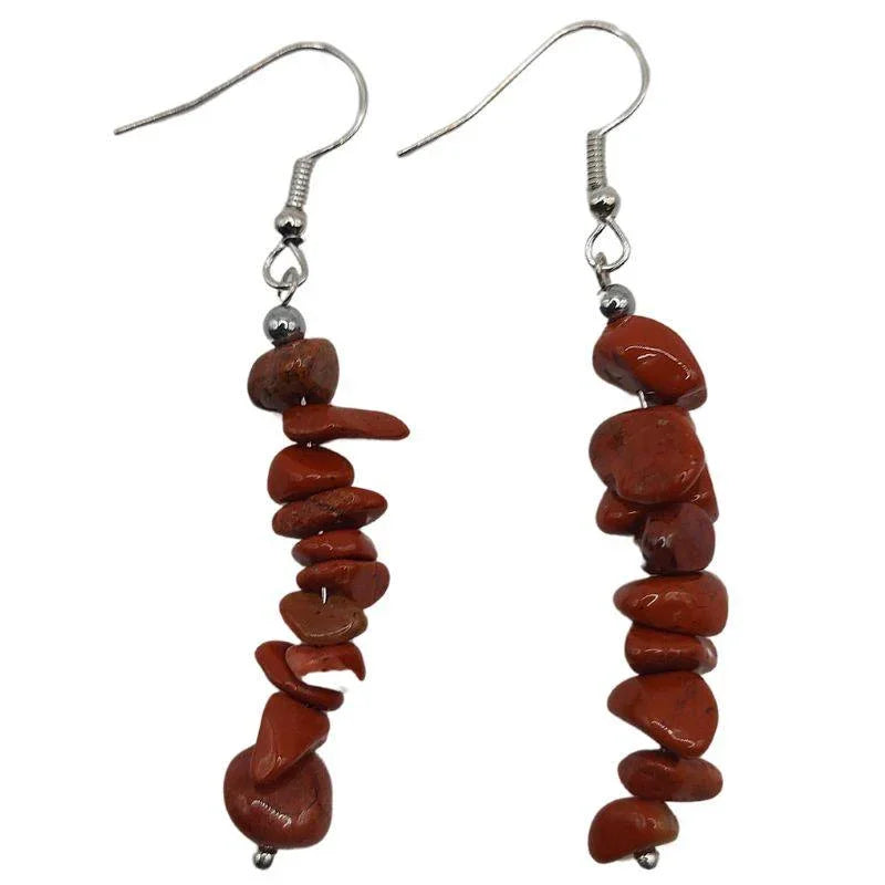 Boucles d'oreilles en pierre naturelle - Jaspe Rouge - Litho Natura