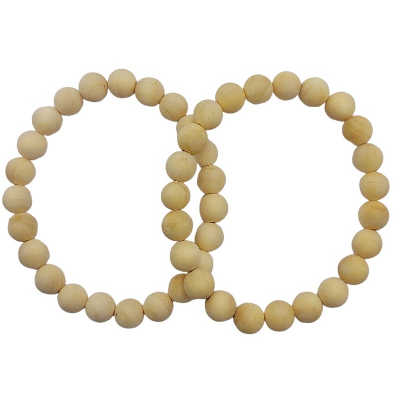 Bracelet Extensible en Bois de Santal Teinté - Bois Naturel - Litho Natura