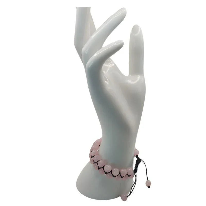 Shamballa Quartz Rose - Bracelet Double Rang Ajustable - Litho Natura