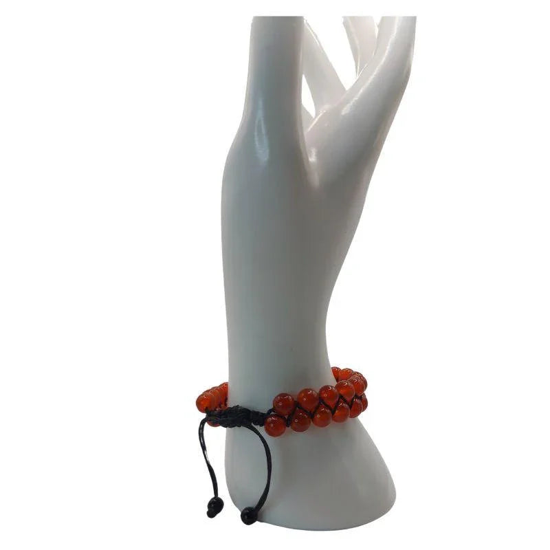 Shamballa Cornaline - Bracelet Double Rang Ajustable - Litho Natura