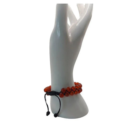 Shamballa Cornaline - Bracelet Double Rang Ajustable - Litho Natura