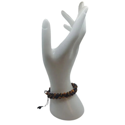 Shamballa Oeil de Tigre - Bracelet Double Rang Ajustable - Litho Natura