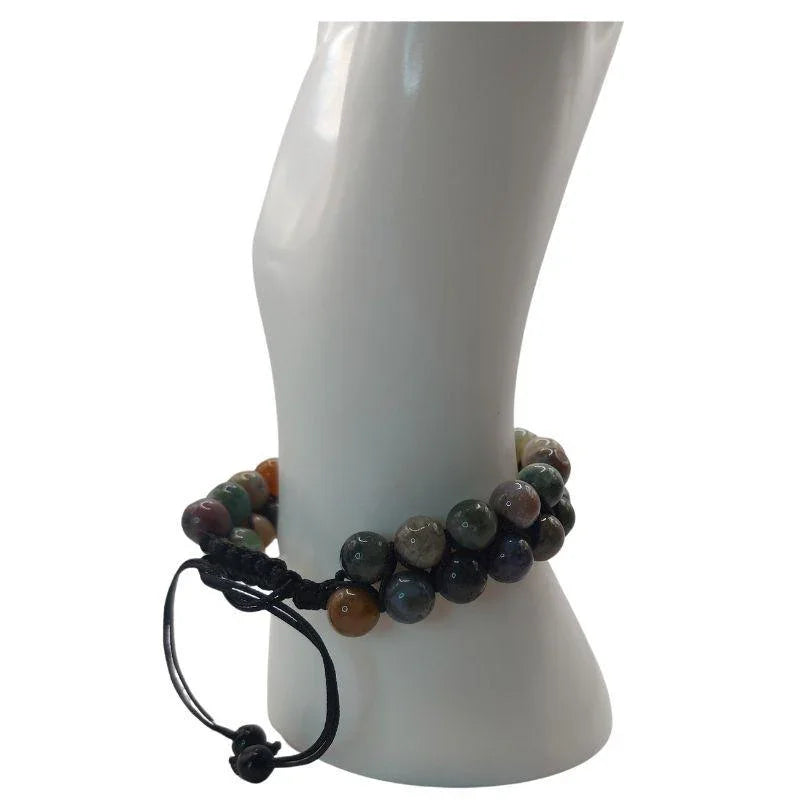 Shamballa Agate Indienne - Bracelet Double Rang Ajustable - Litho Natura
