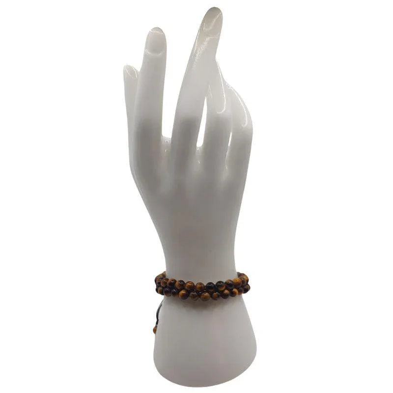 Shamballa Oeil de Tigre - Bracelet Double Rang Ajustable - Litho Natura