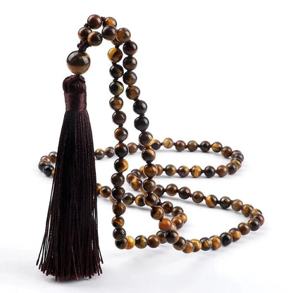 Collier Mala en Oeil de tigre - Équilibre et Énergie - Litho Natura