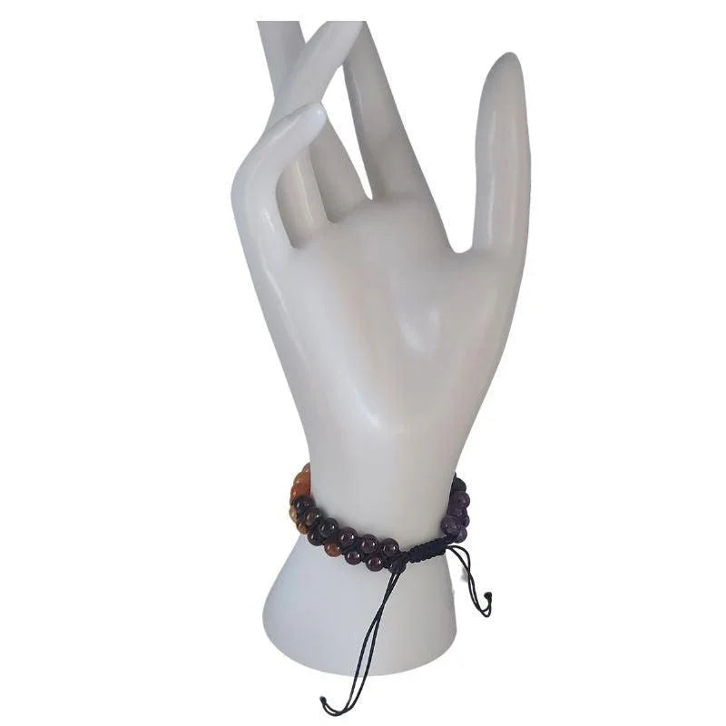 Shamballa 7 Chakras - Bracelet Double Rang Ajustable - Litho Natura