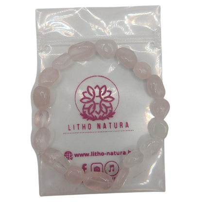 Bracelet en Quartz Rose Naturelle en pierres taillées pour Enfants - Litho Natura