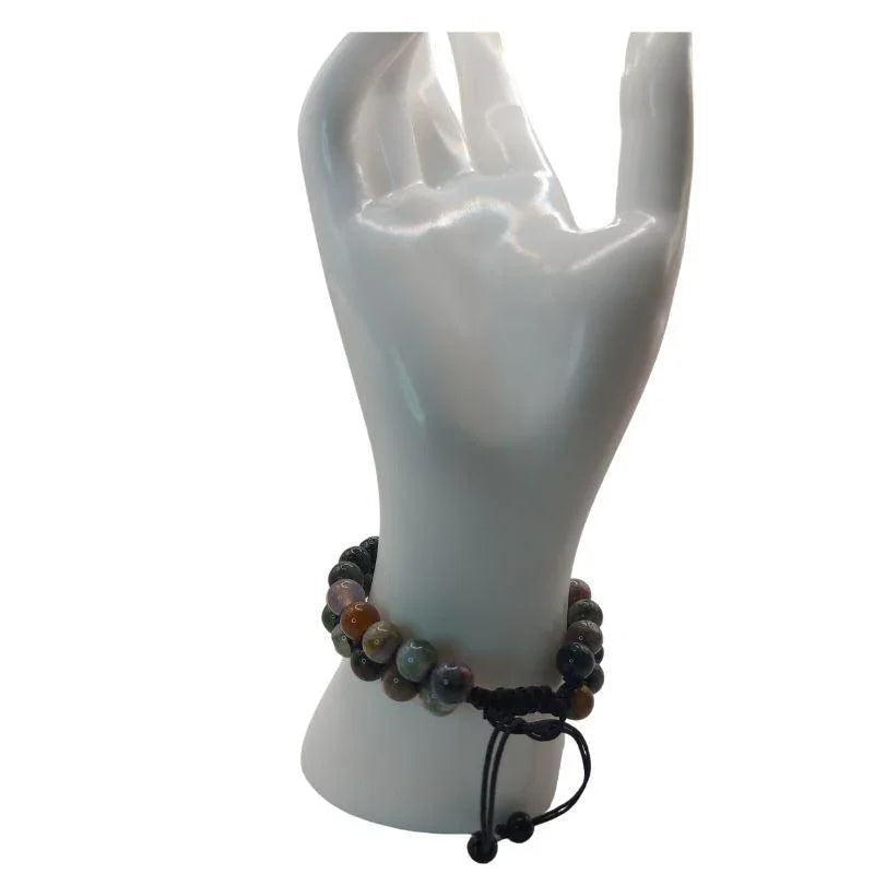 Shamballa Agate Indienne - Bracelet Double Rang Ajustable - Litho Natura