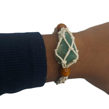 Bracelet en Filet Réglable - Porte-Bracelet en Cristal Africain sans Pierre - Litho Natura