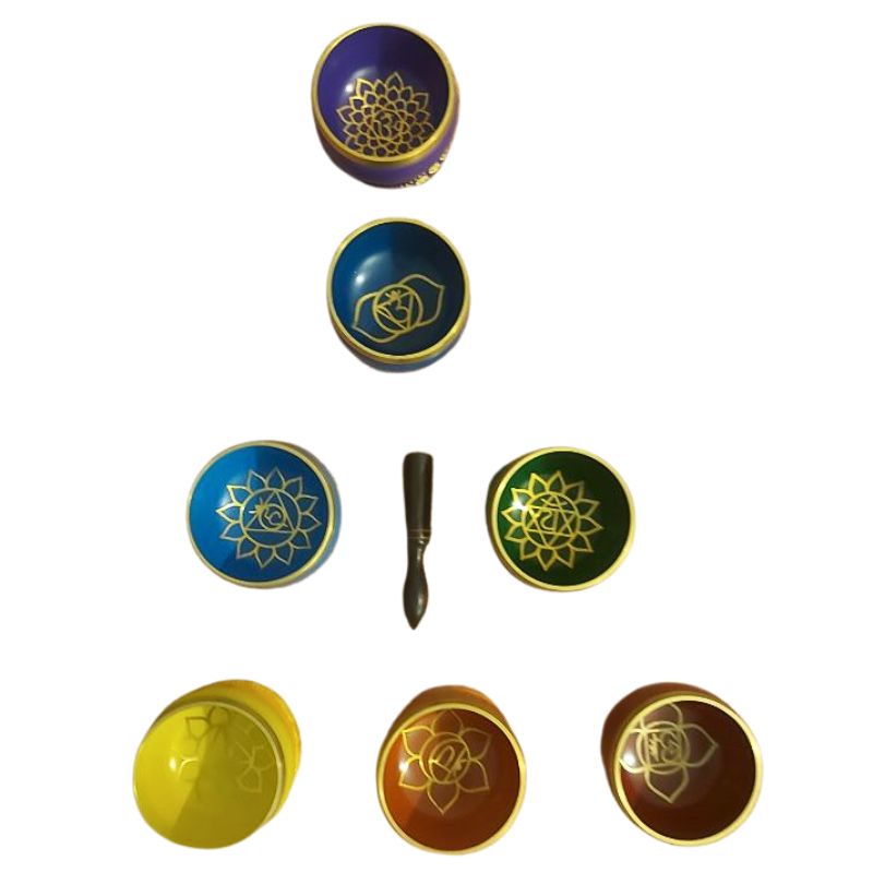 Ensemble de 7 Bols Chantants Colorés - Coffret Bols 7 Chakras