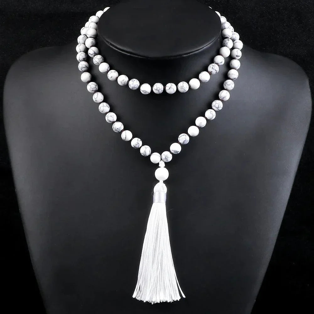 Collier Mala en Howlite - Équilibre et Énergie - Litho Natura