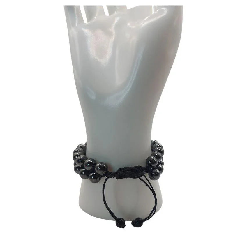 Shamballa Hématite - Bracelet Double Rang Ajustable - Litho Natura