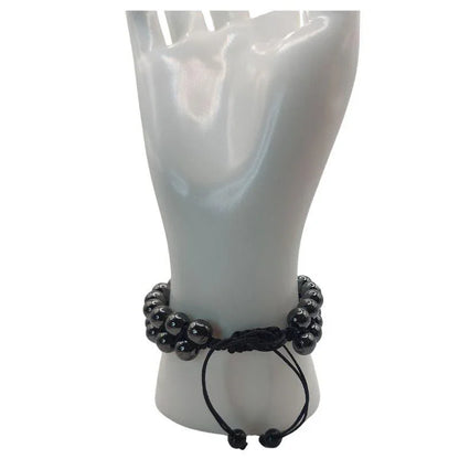 Shamballa Hématite - Bracelet Double Rang Ajustable - Litho Natura