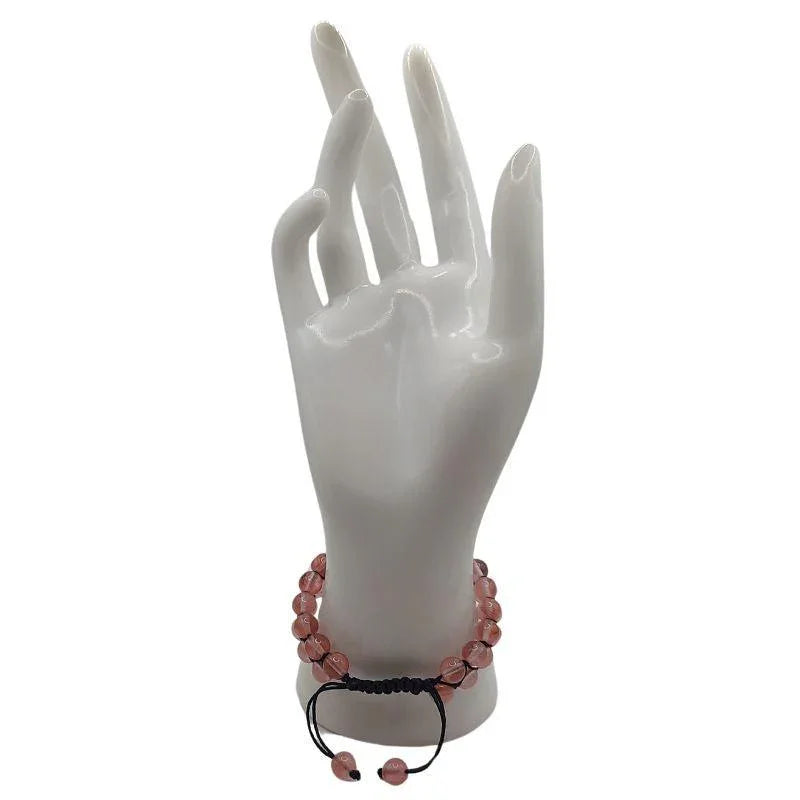 Shamballa Quartz Cérise - Bracelet Double Rang Ajustable - Litho Natura