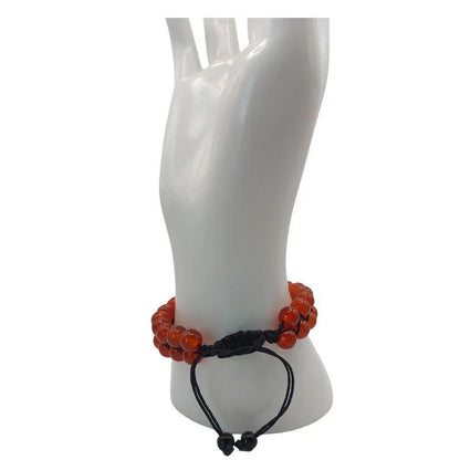 Shamballa Cornaline - Bracelet Double Rang Ajustable - Litho Natura