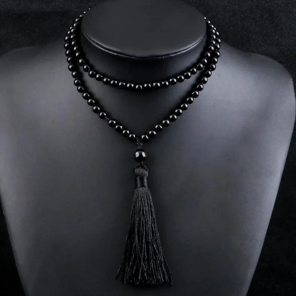 Collier Mala en Obsidienne Noir - Équilibre et Énergie - Litho Natura