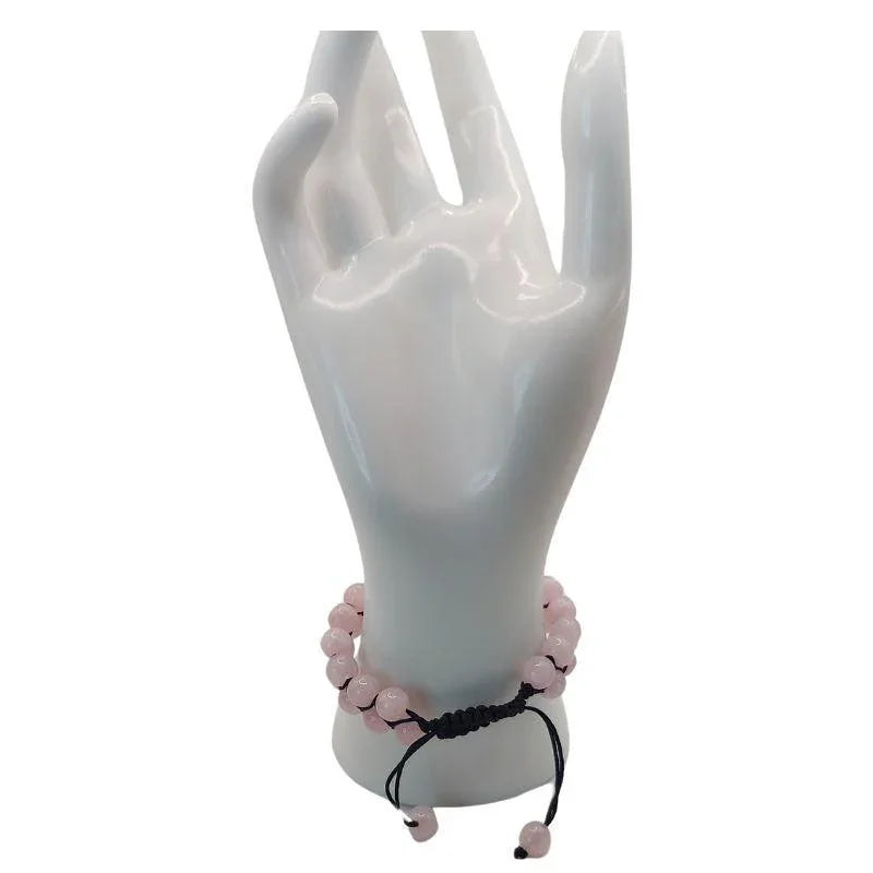 Shamballa Quartz Rose - Bracelet Double Rang Ajustable - Litho Natura