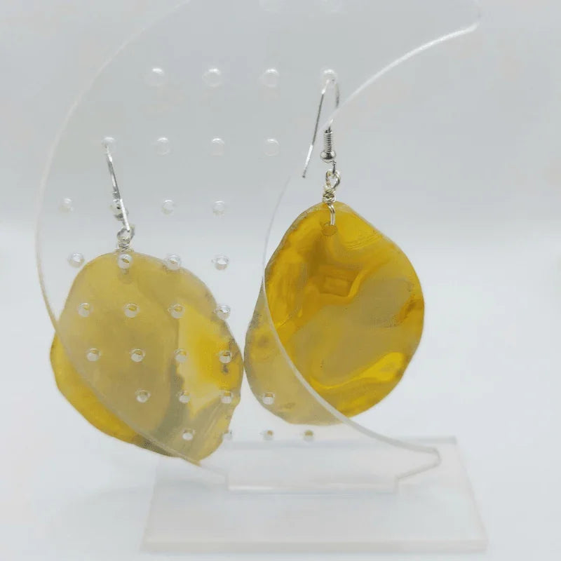 Boucles d'Oreilles en Agate jaune - Pierre Brute pour Femmes - Litho Natura