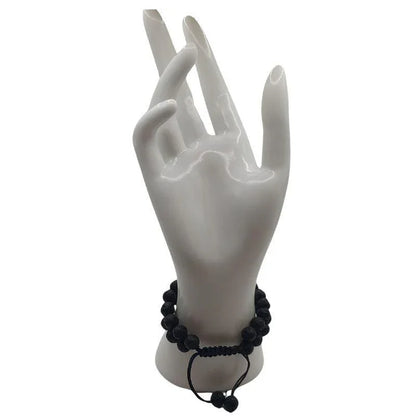 Shamballa Lave Noir - Bracelet Double Rang Ajustable - Litho Natura