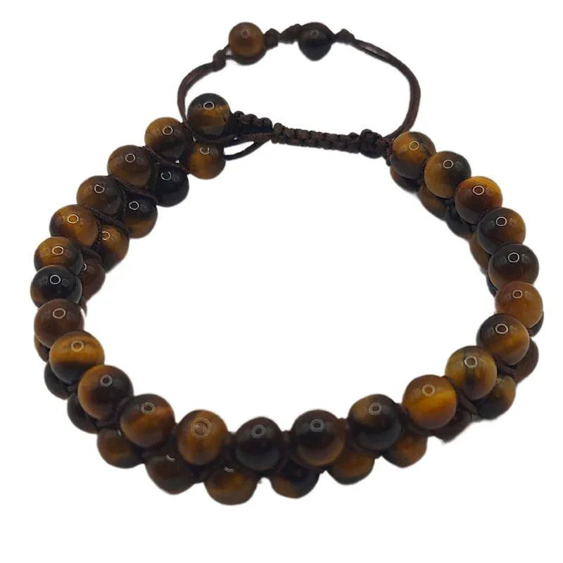 Shamballa Oeil de Tigre - Bracelet Double Rang Ajustable - Litho Natura