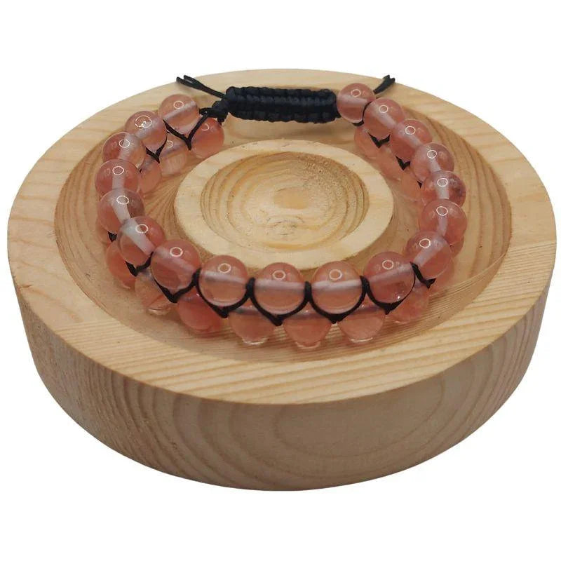 Shamballa Quartz Cérise - Bracelet Double Rang Ajustable - Litho Natura