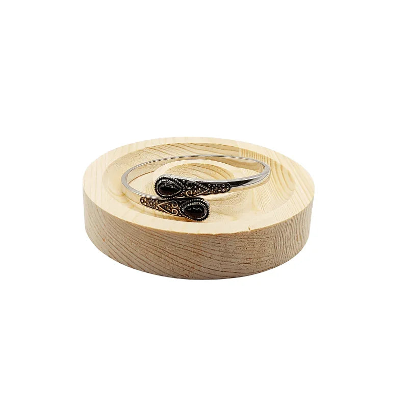 Bracelets Réglables en Métal et Pierres en Onyx Noir - Litho Natura