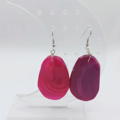 Boucles d'Oreilles Agate Rose - Pierre Brute pour Femmes - Litho Natura