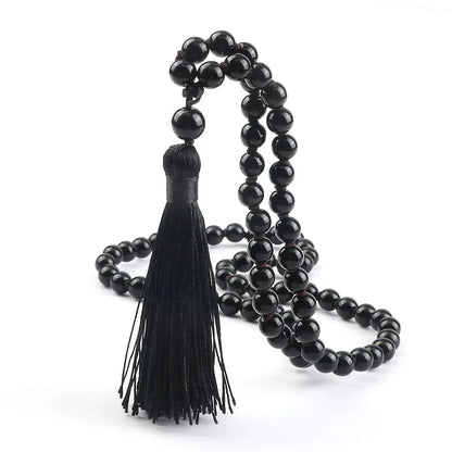 Collier Mala en Obsidienne Noir - Équilibre et Énergie - Litho Natura