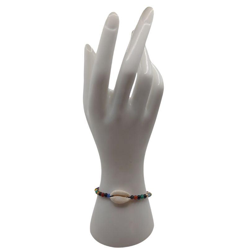 Bracelet en Agate Naturelle Tressée avec Coquillage Caurie - Style Bohème - Litho Natura