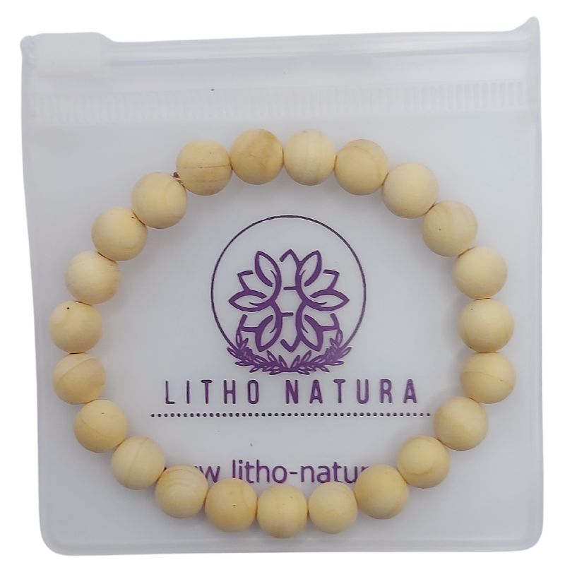Bracelet Extensible en Bois de Santal Teinté - Bois Naturel - Litho Natura