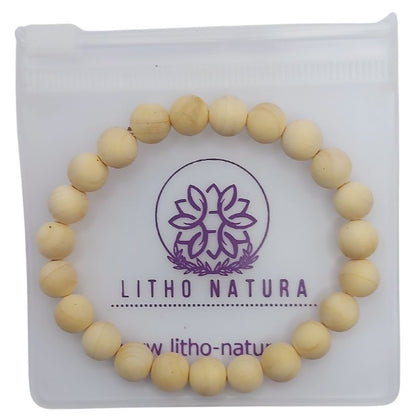 Bracelet Extensible en Bois de Santal Teinté - Bois Naturel - Litho Natura