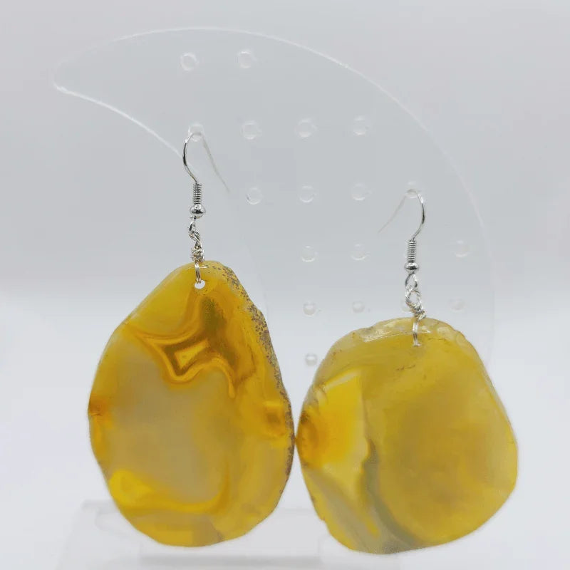 Boucles d'Oreilles en Agate jaune - Pierre Brute pour Femmes - Litho Natura