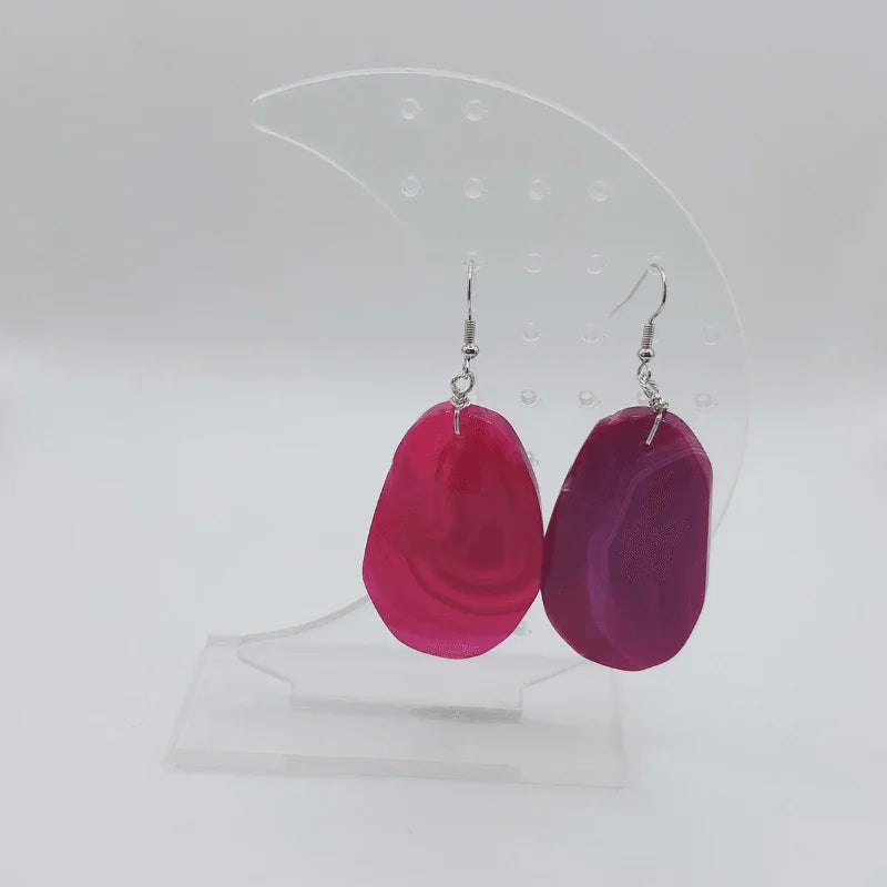 Boucles d'Oreilles Agate Rose - Pierre Brute pour Femmes - Litho Natura
