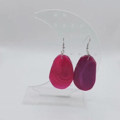 Boucles d'Oreilles Agate Rose - Pierre Brute pour Femmes - Litho Natura