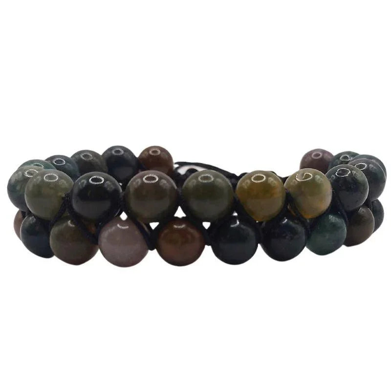 Shamballa Agate Indienne - Bracelet Double Rang Ajustable - Litho Natura