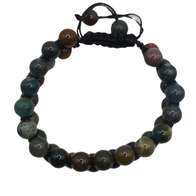 Shamballa Agate Indienne - Bracelet Double Rang Ajustable - Litho Natura