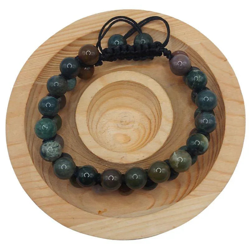 Shamballa Agate Indienne - Bracelet Double Rang Ajustable - Litho Natura