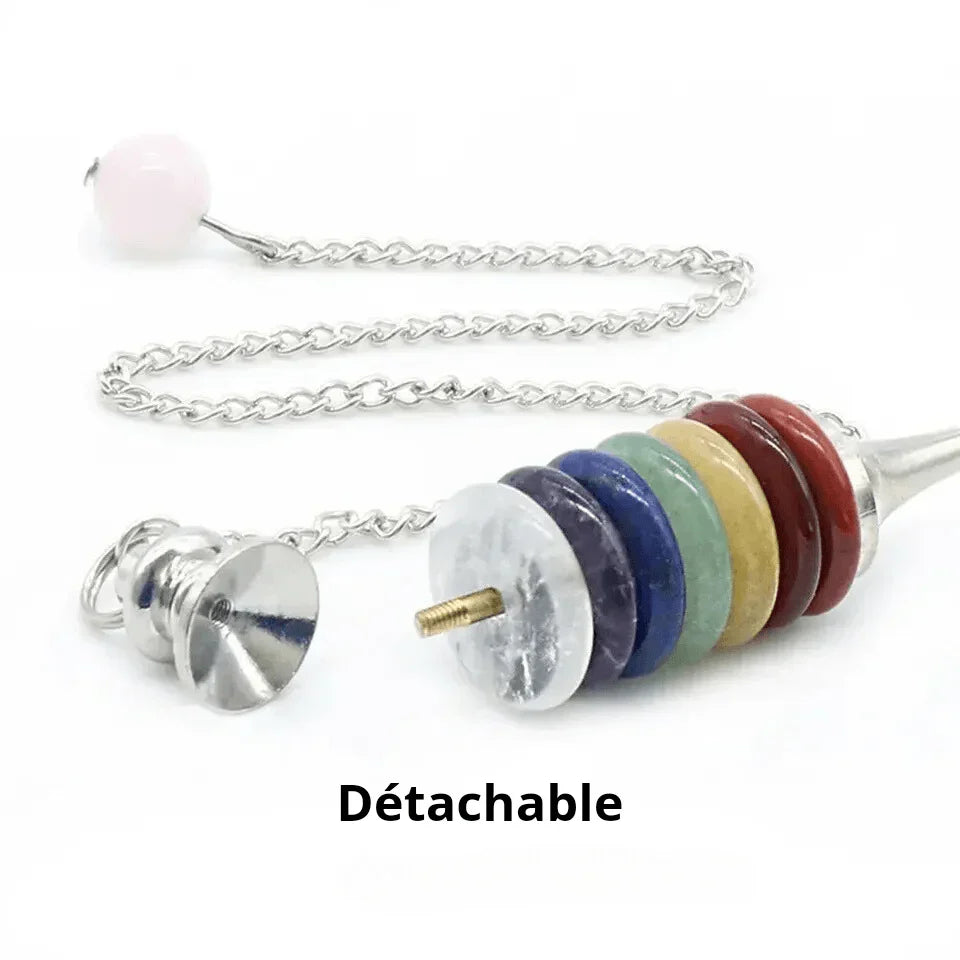 Pendule anneaux 7 Chakras Radiesthésie - Litho Natura