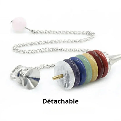 Pendule anneaux 7 Chakras Radiesthésie - Litho Natura