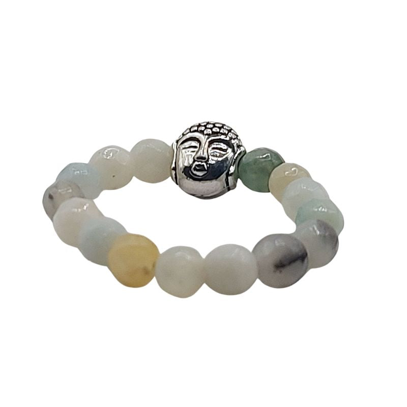 Anneau Extensible Mixte en Amazonite Naturelle