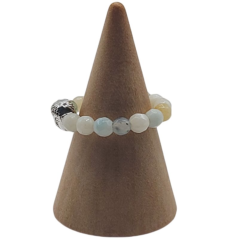 Anneau Extensible Mixte en Amazonite Naturelle