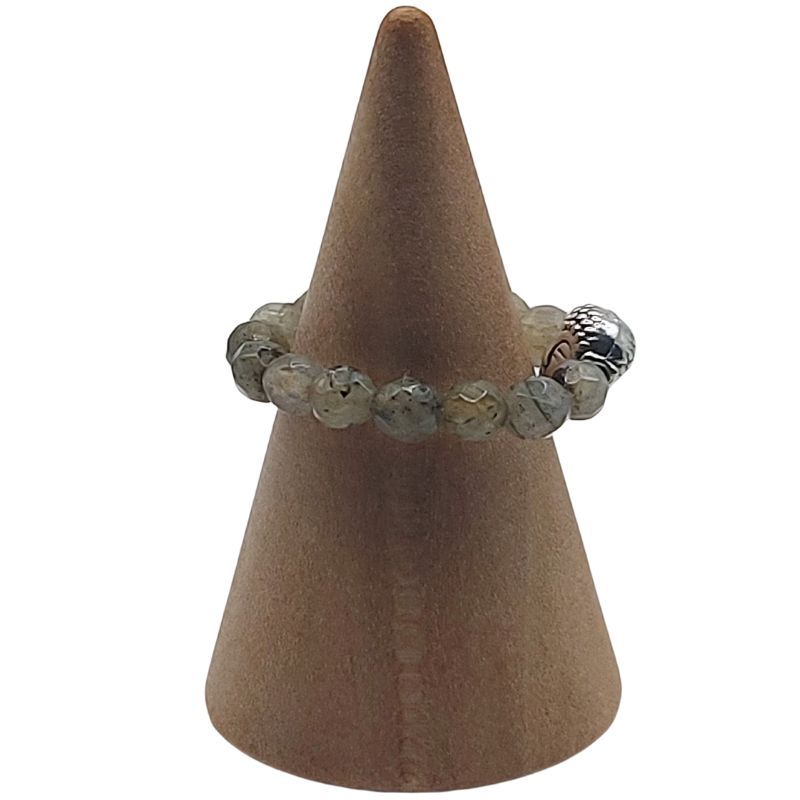 Anneau Extensible Mixte en Labradorite Naturelle