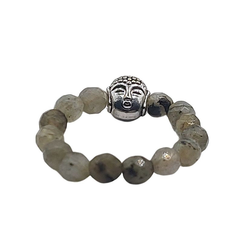 Anneau Extensible Mixte en Labradorite Naturelle