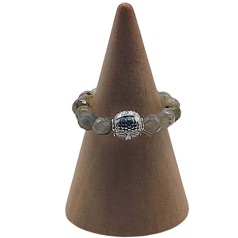 Anneau Extensible Mixte en Labradorite Naturelle