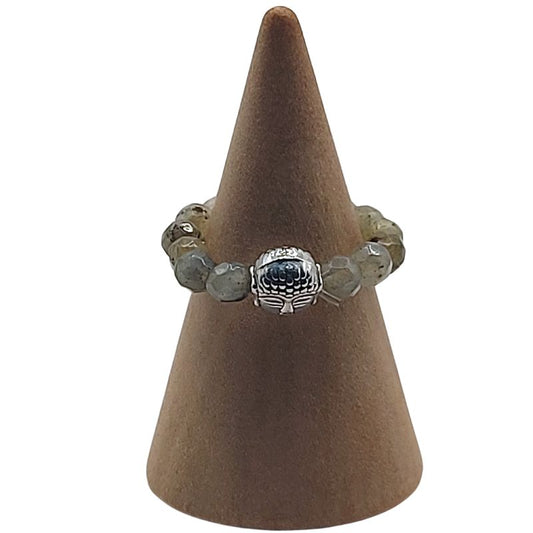 Anneau Extensible Mixte en Labradorite Naturelle